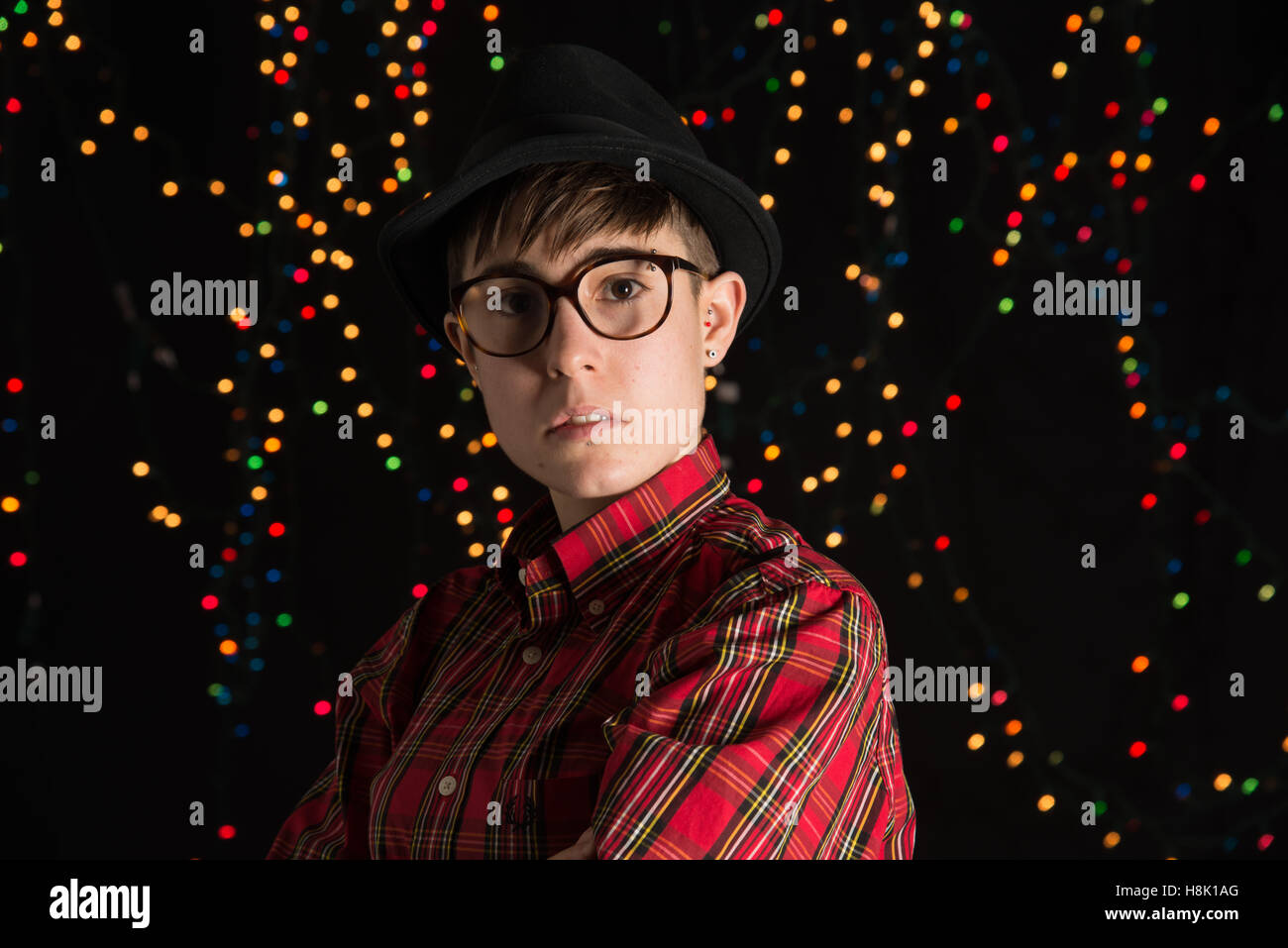 Teen in luci di vorticazione Foto Stock