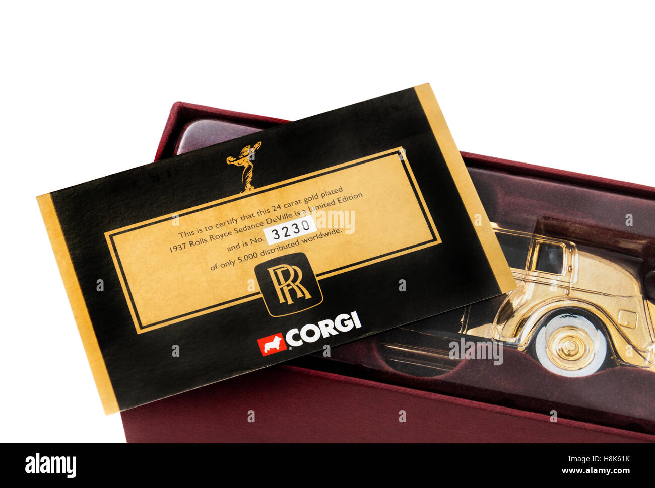 1937 Rolls Royce Sedance DeVille modello pressofuso da Corgi n. 3230 in un 24ct placcato in oro Edizione limitata di solo 5000. Foto Stock