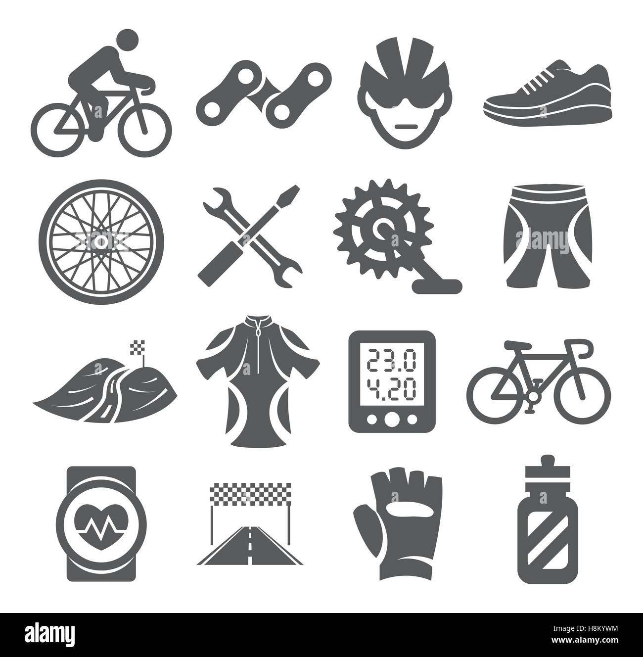 Icone in bicicletta Illustrazione Vettoriale