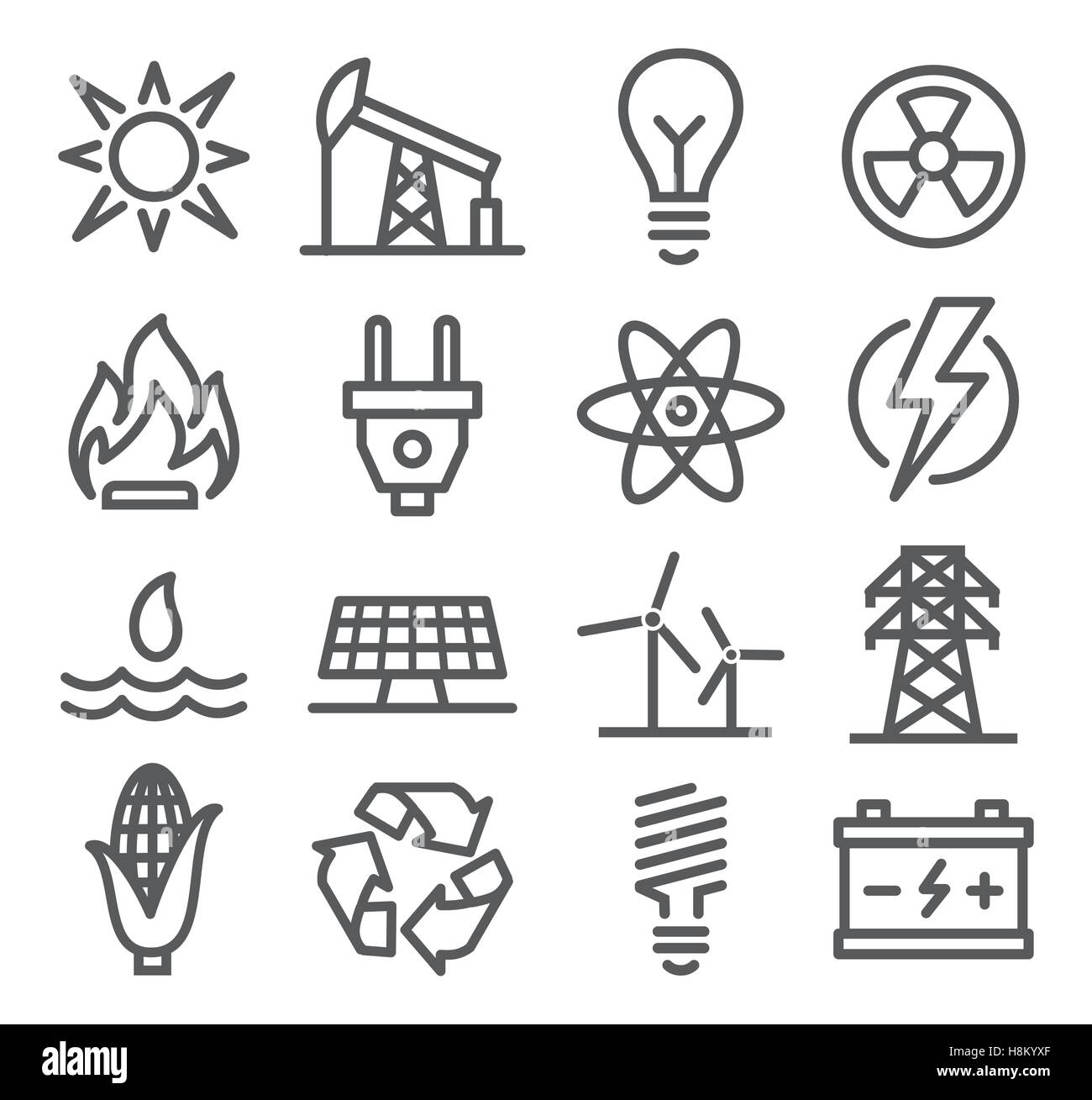 Energia icone di linea Illustrazione Vettoriale