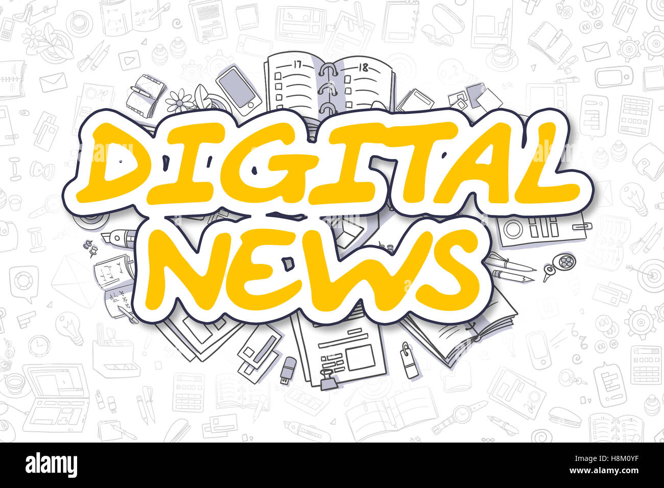 Digital News - Cartoon testo giallo. Il concetto di business. Foto Stock