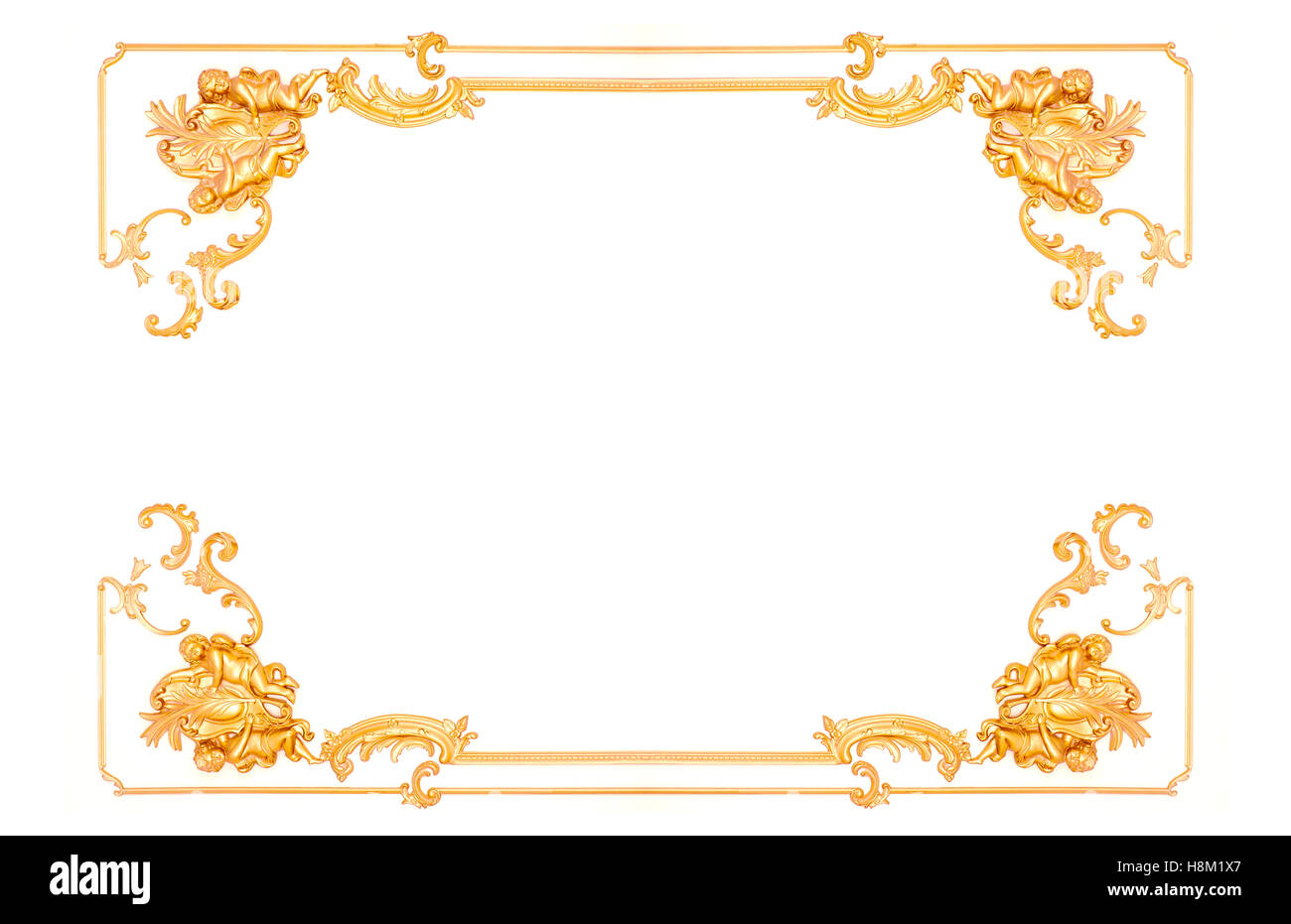 Oro Vintage decorativi nel telaio interno su sfondo bianco Foto Stock