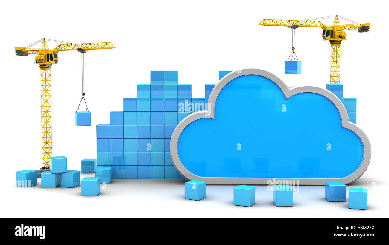 Abstract 3d illustrazione di cloud di storage sviluppo Foto Stock