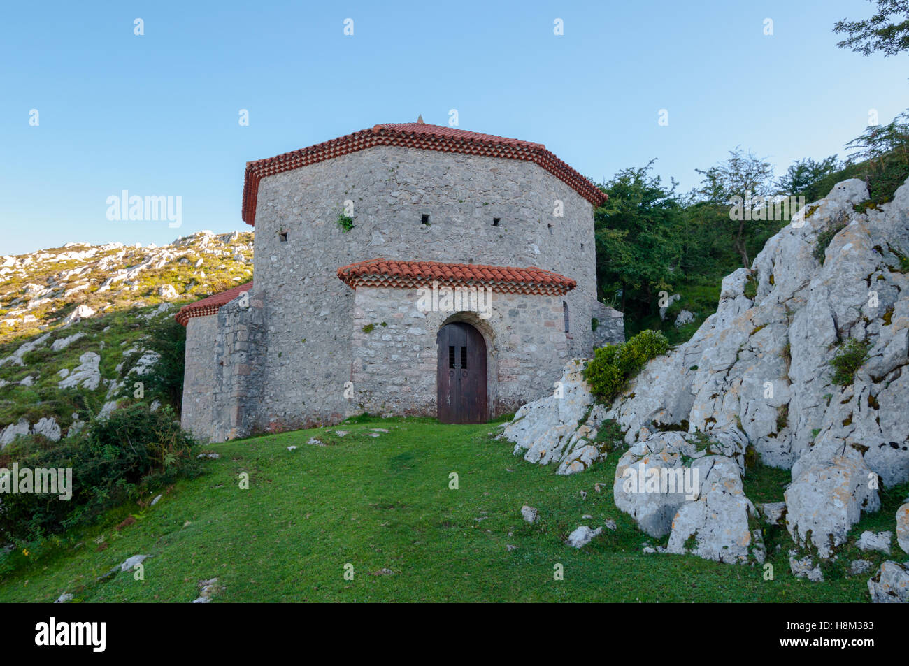 Cappella di Santiago Del Monte Monsacro, Morcin, Asturias, Spagna Foto Stock