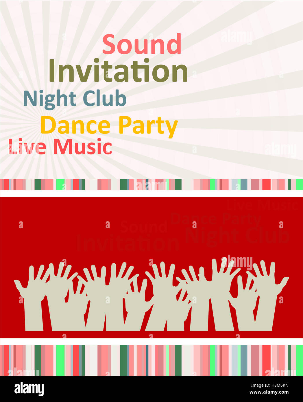 Blu verticale partito musica background con elementi grafici e di testo. Foto Stock