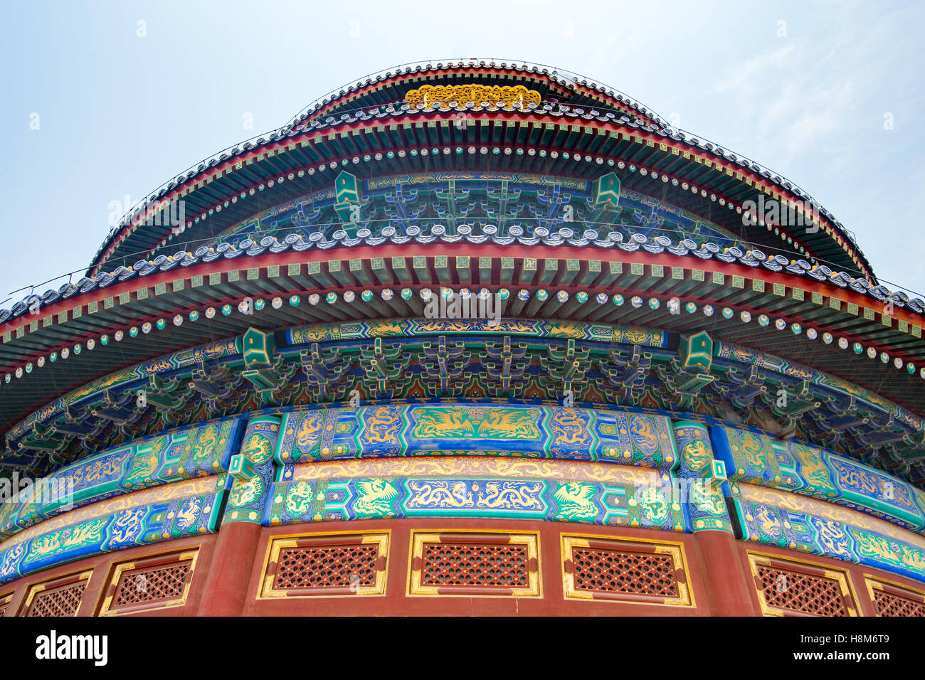 Pechino, Cina - una chiusura del Tempio del Paradiso, un Altare Sacrificale ed Imperiale si trova nel centro di Pechino. Foto Stock