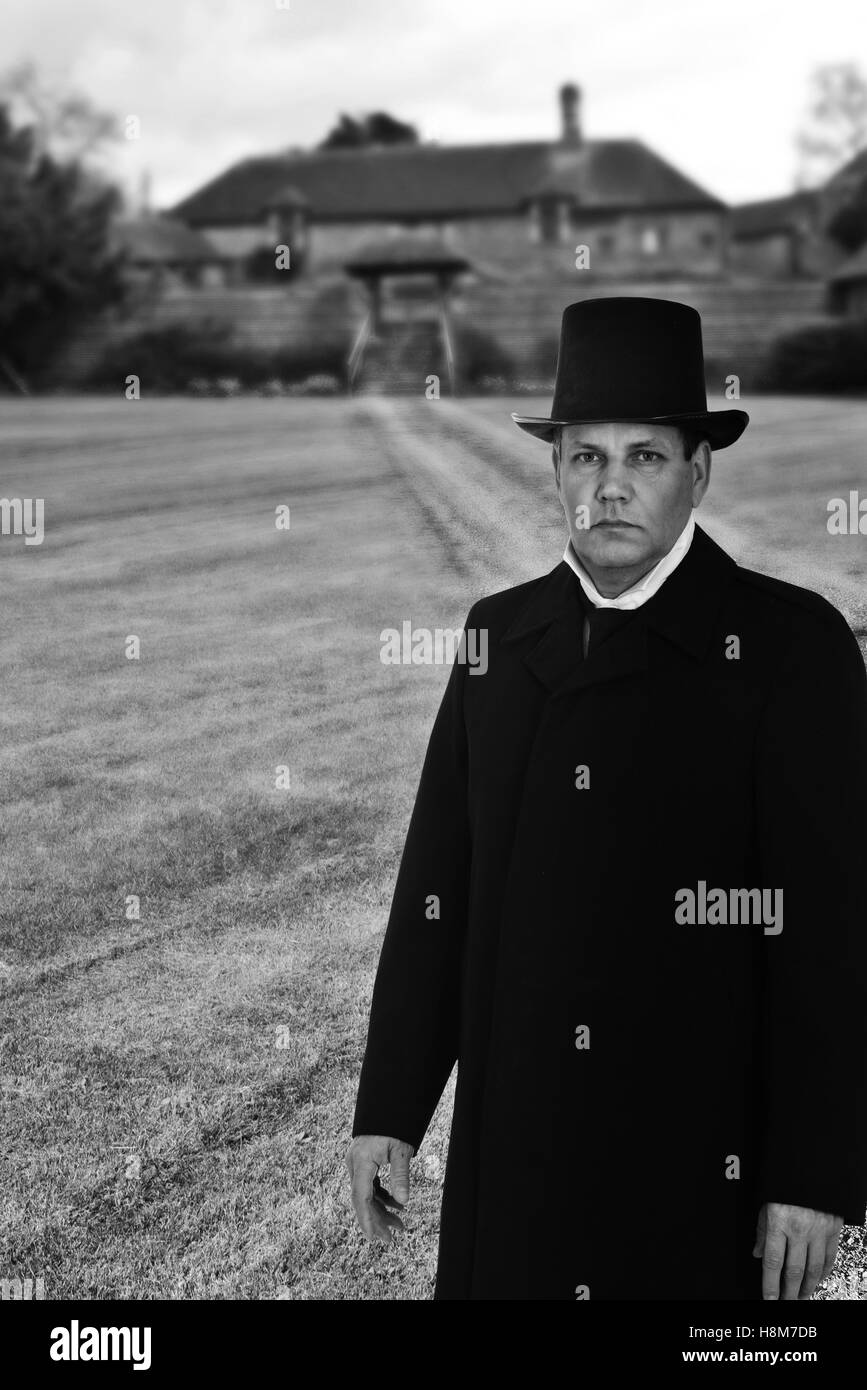 Victorian l uomo nel giardino Foto Stock