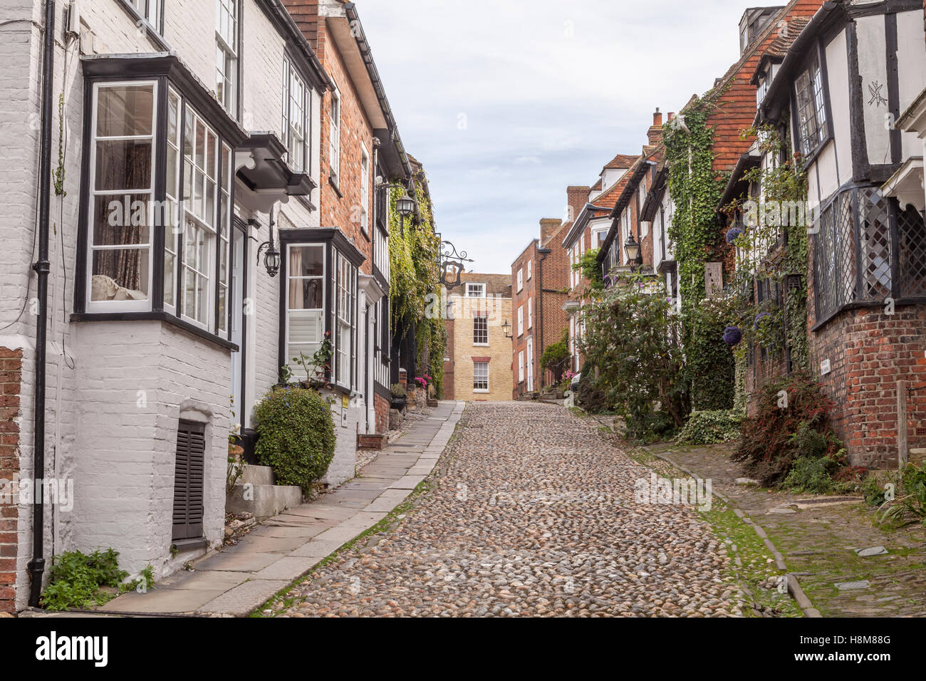 Mermaid Street nella città di segala, Inghilterra, Regno Unito. Foto Stock