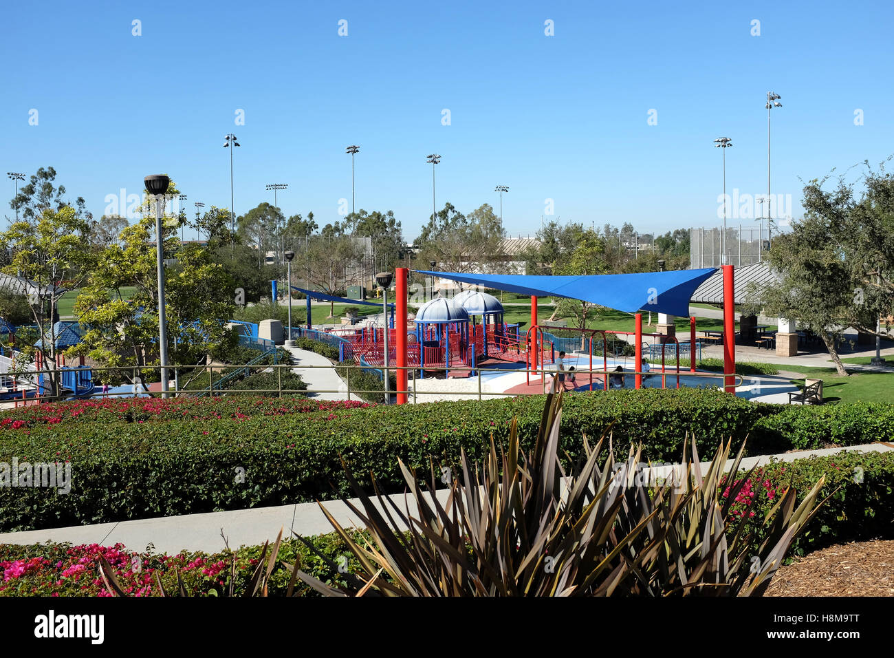 Area di gioco durante il colonnello Bill Barber Marine Corps Memorial Park, Irvine, California. Foto Stock
