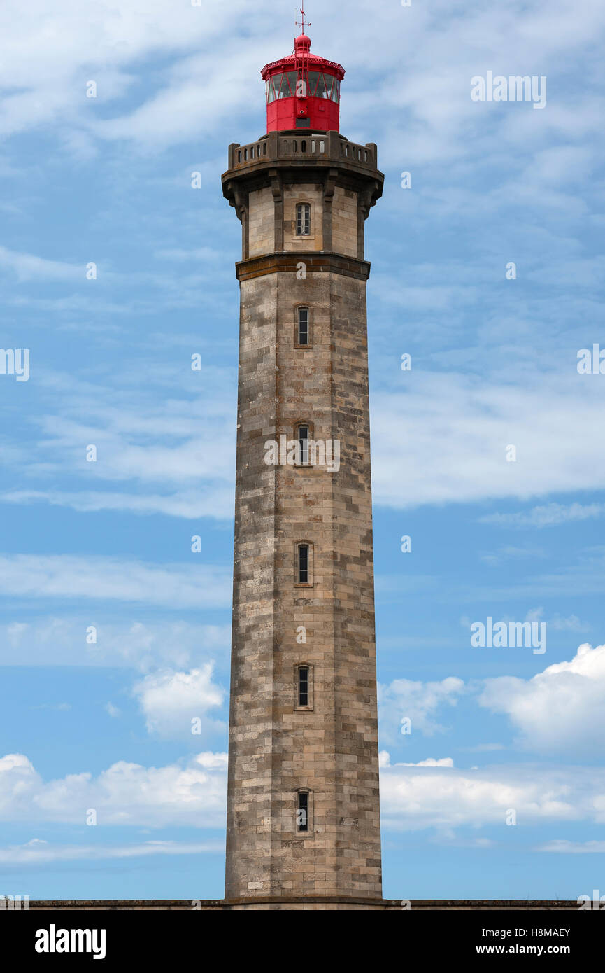 Phare des Baleines, il faro di balene, costruito nel 1849 e 1854, Saint-Clément-des-Baleines, Ile de Ré, Vandee, Francia Foto Stock