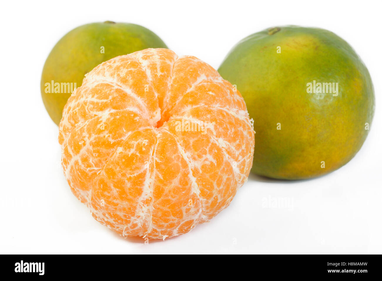 Arancio mandarino o mandarino frutto su sfondo bianco Foto Stock