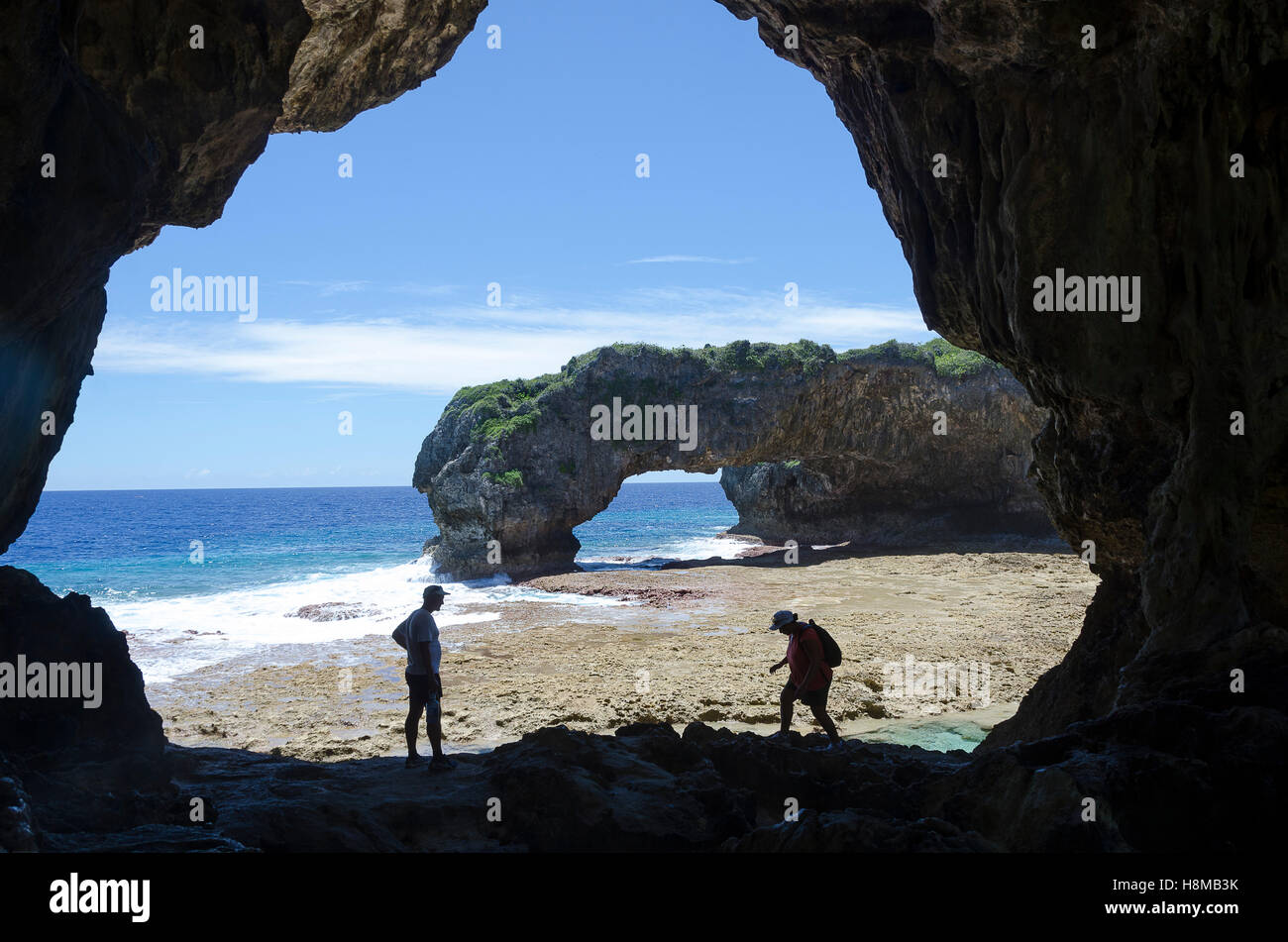 La grotta e Arco Naturale, Talava, Niue, South Pacific Oceania Foto Stock