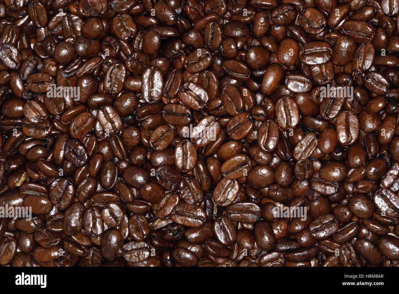 Close-up sul caffè in grani, full frame Foto Stock