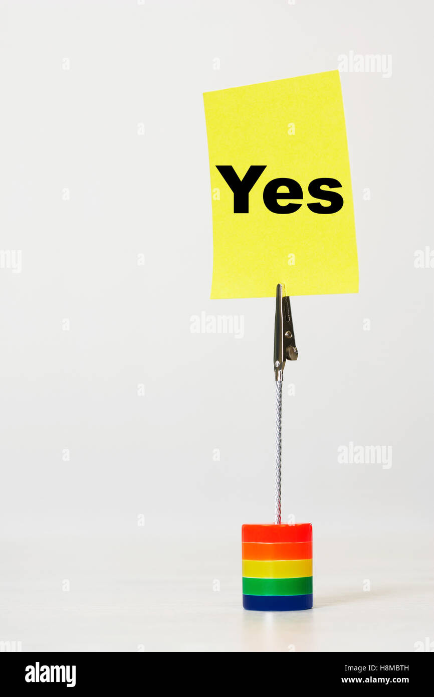 Nota Nota dicendo di sì Foto Stock