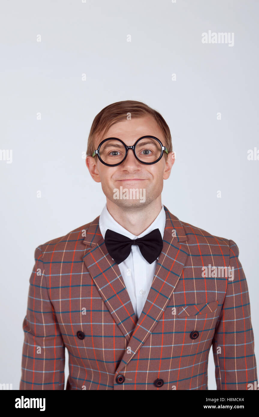 Nerd in Studio Foto Stock