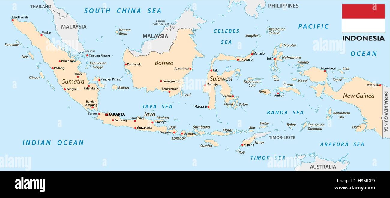 Indonesia mappa con bandiera Illustrazione Vettoriale
