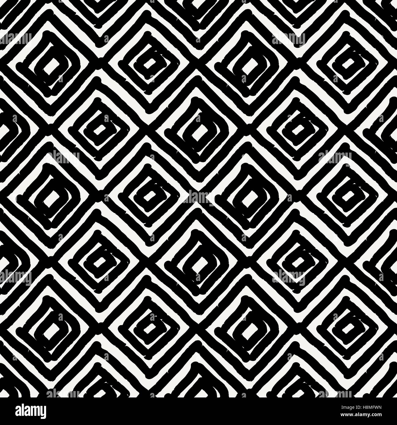 Pattern Rombi Disegnata a mano perfetta rombi pattern in bianco e nero e crema ...