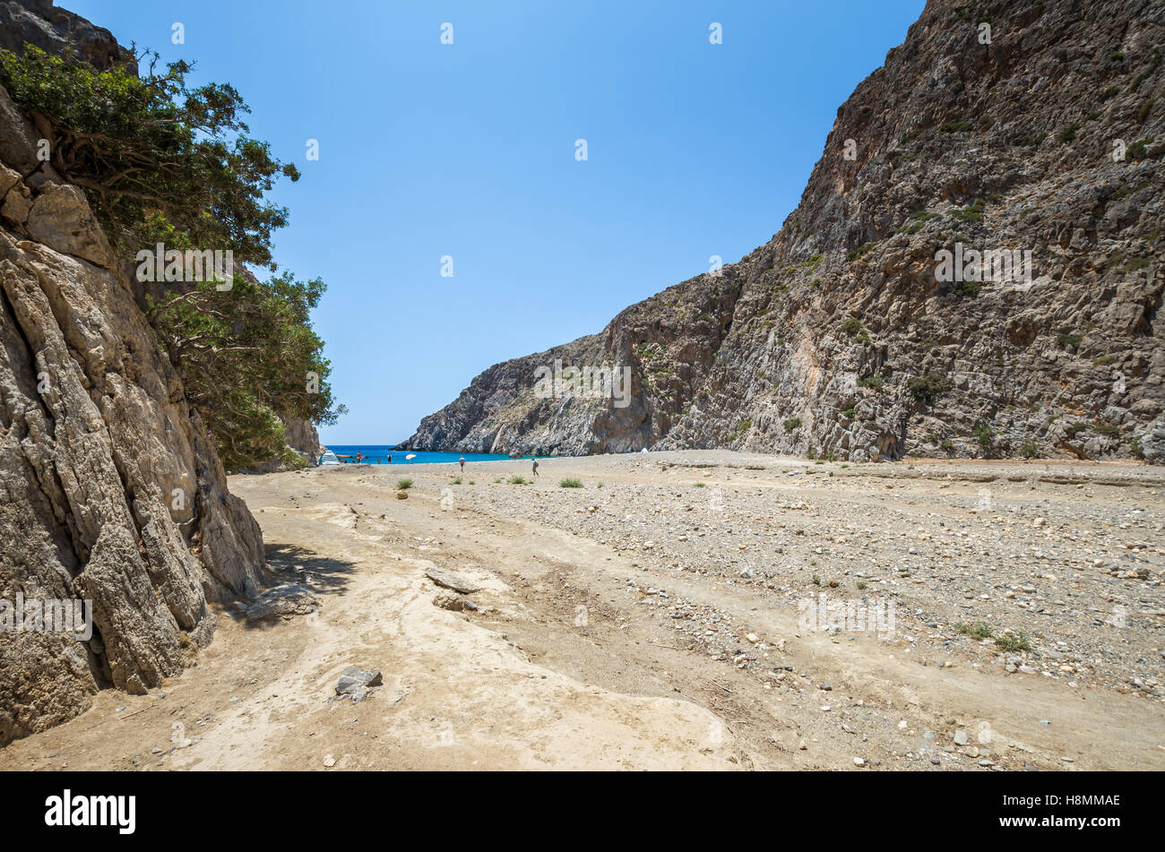 Agiofarago beach, Creta, Grecia. Agiofaraggo è una delle più belle spiagge di Creta. Esso è circondato da scogliere. Foto Stock