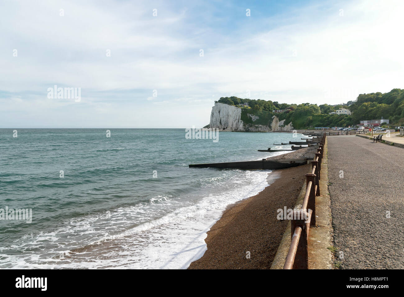 St Margaret's Bay sulla costa del Kent Inghilterra sud-orientale il più breve distanza di nuoto per la Francia Foto Stock
