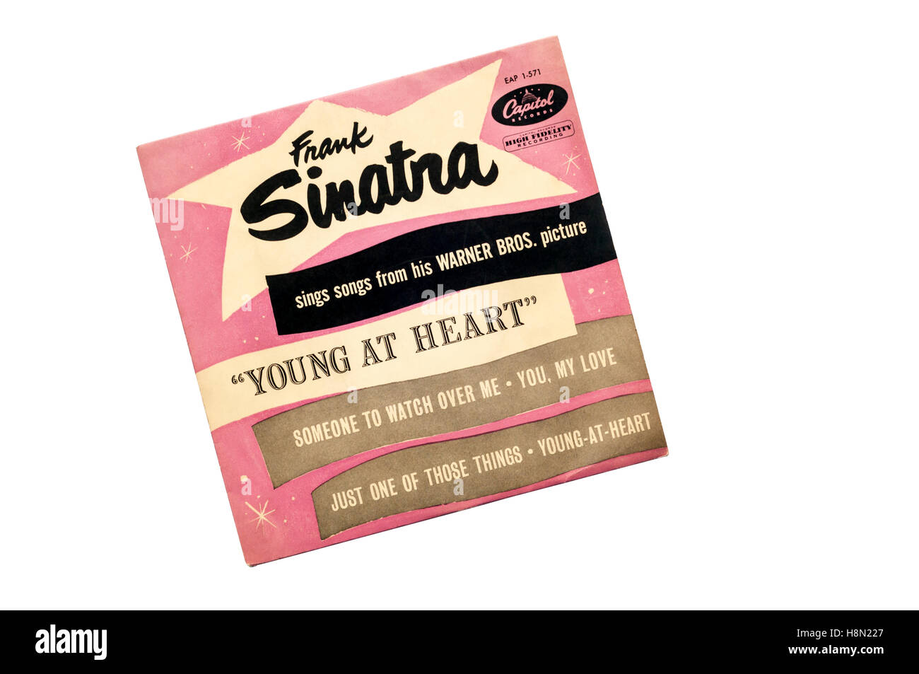 EP di Frank Sinatra canta brani dal suo Warner Bros Immagine "Giovani nel cuore" rilasciato nel 1955 da record di capitale. Foto Stock