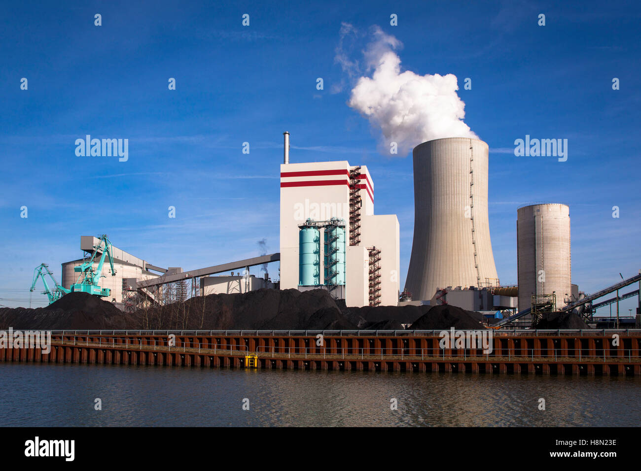 Germania, la zona della Ruhr, Luenen, la Trianel antracite-fired power plant presso il porto Stummhafen. Europa, Deutschland, Nordrhein- Foto Stock