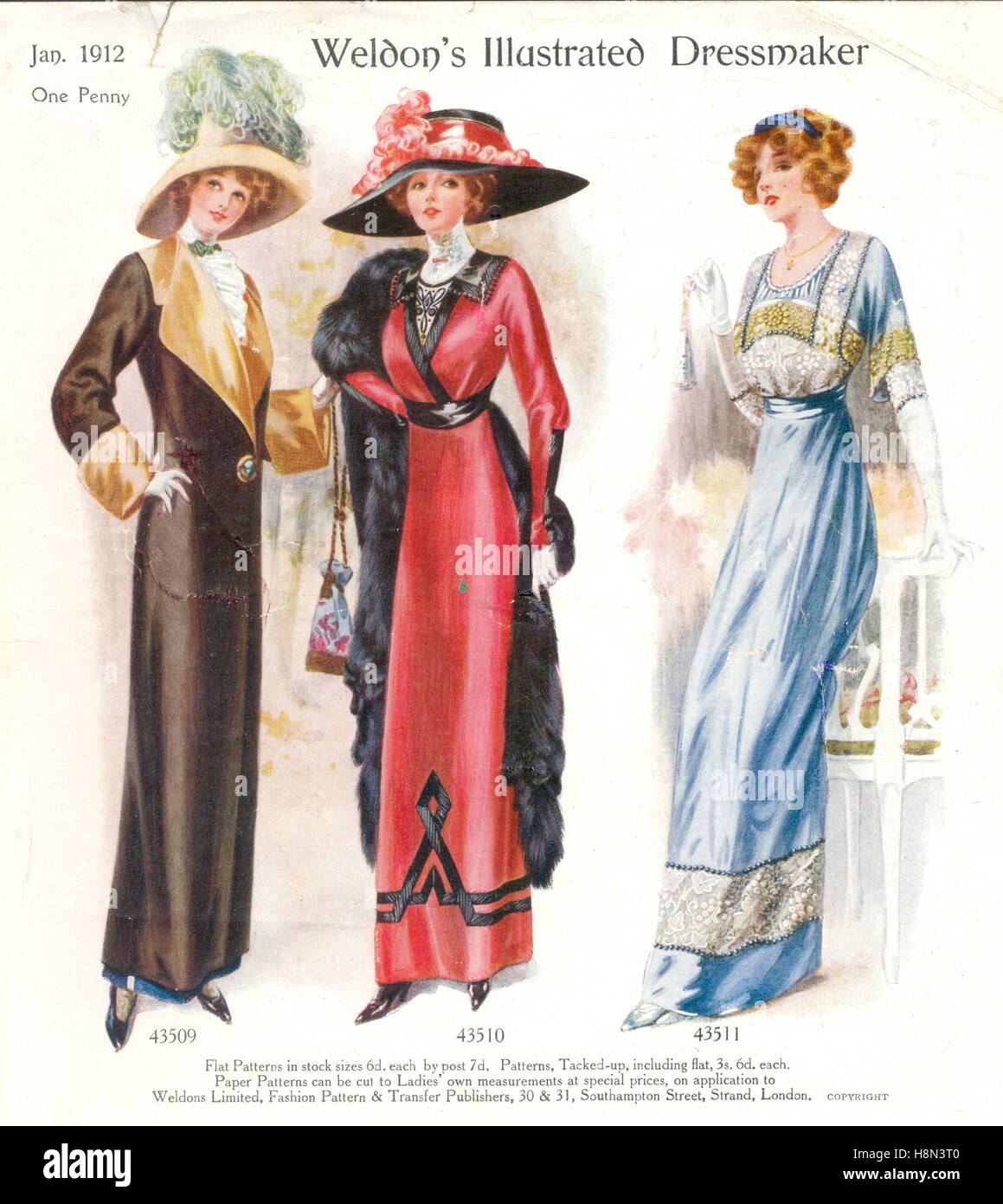 Pubblicità dal dressmaker illustrato di Weldon per modelli di carta per costume da donna Gennaio 1912 Foto Stock