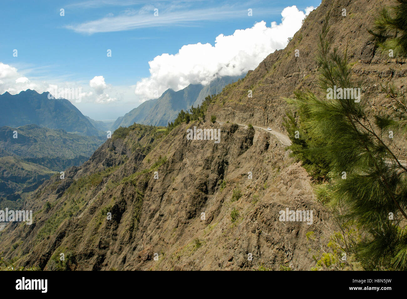 Paesaggio di Cirque di Cilaos su La Reunion Island, Francia Foto Stock