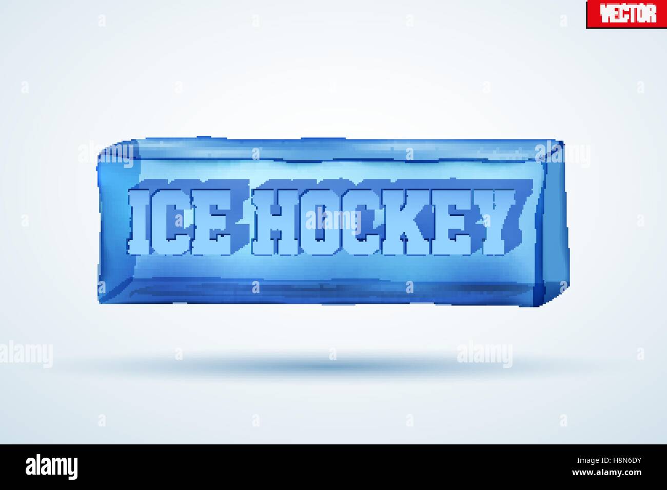 Congelati cubo con il taglio di parola Hockey su ghiaccio. Illustrazione Vettoriale