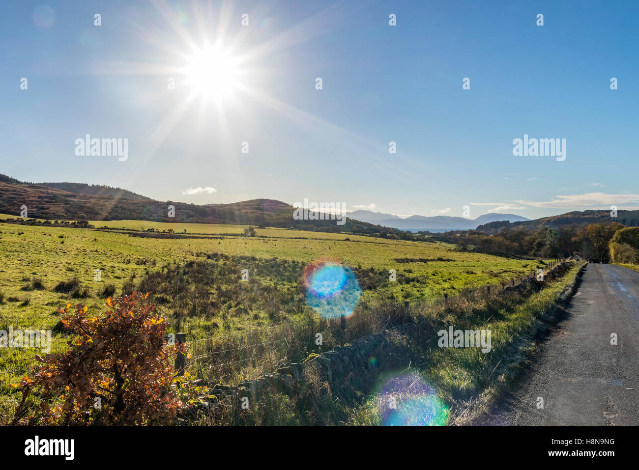 Vista del paesaggio di prati e colline modello di rilascio: No. Proprietà di rilascio: No. Foto Stock