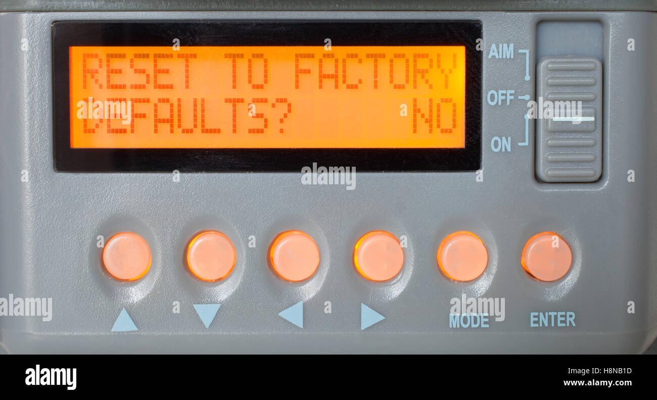 La telecamera di gioco l'opzione di menu per tornare alle impostazioni predefinite di fabbrica Foto Stock