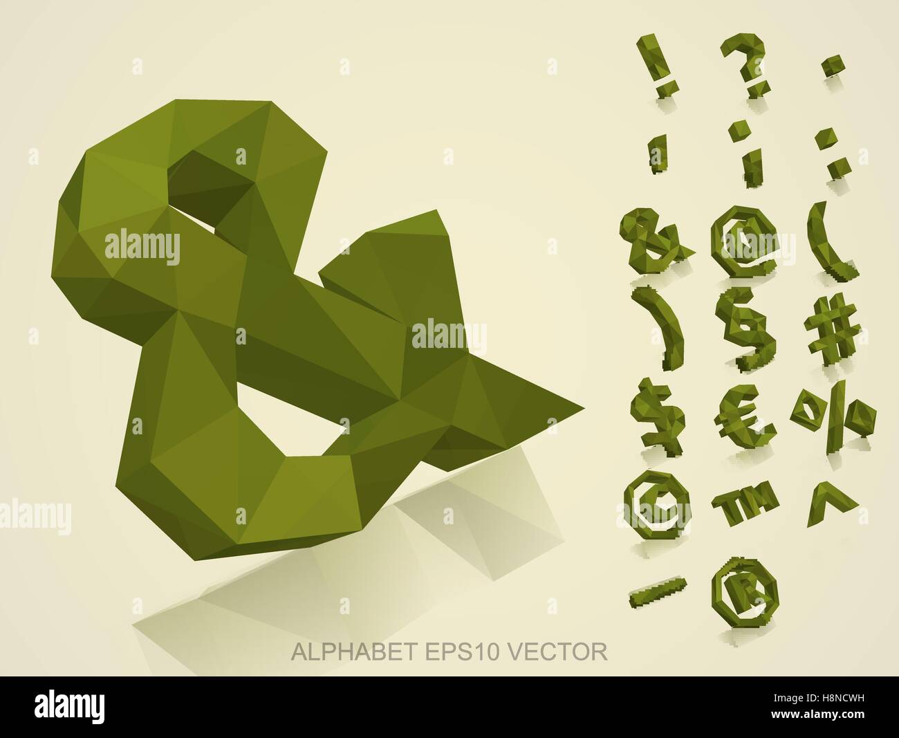 Set di kaki 3D simboli poligonale con la riflessione. EPS vettore 10. Illustrazione Vettoriale