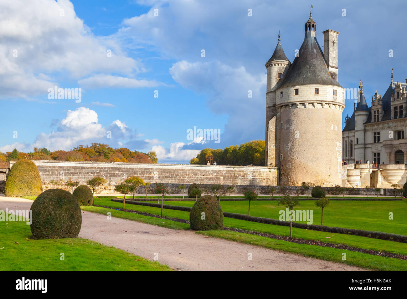 Il Chateau de Chenonceau, royal medievale castello francese nella Valle della Loira, in Francia. È stato costruito nel secolo 15-16. Patrimonio Unesco Foto Stock