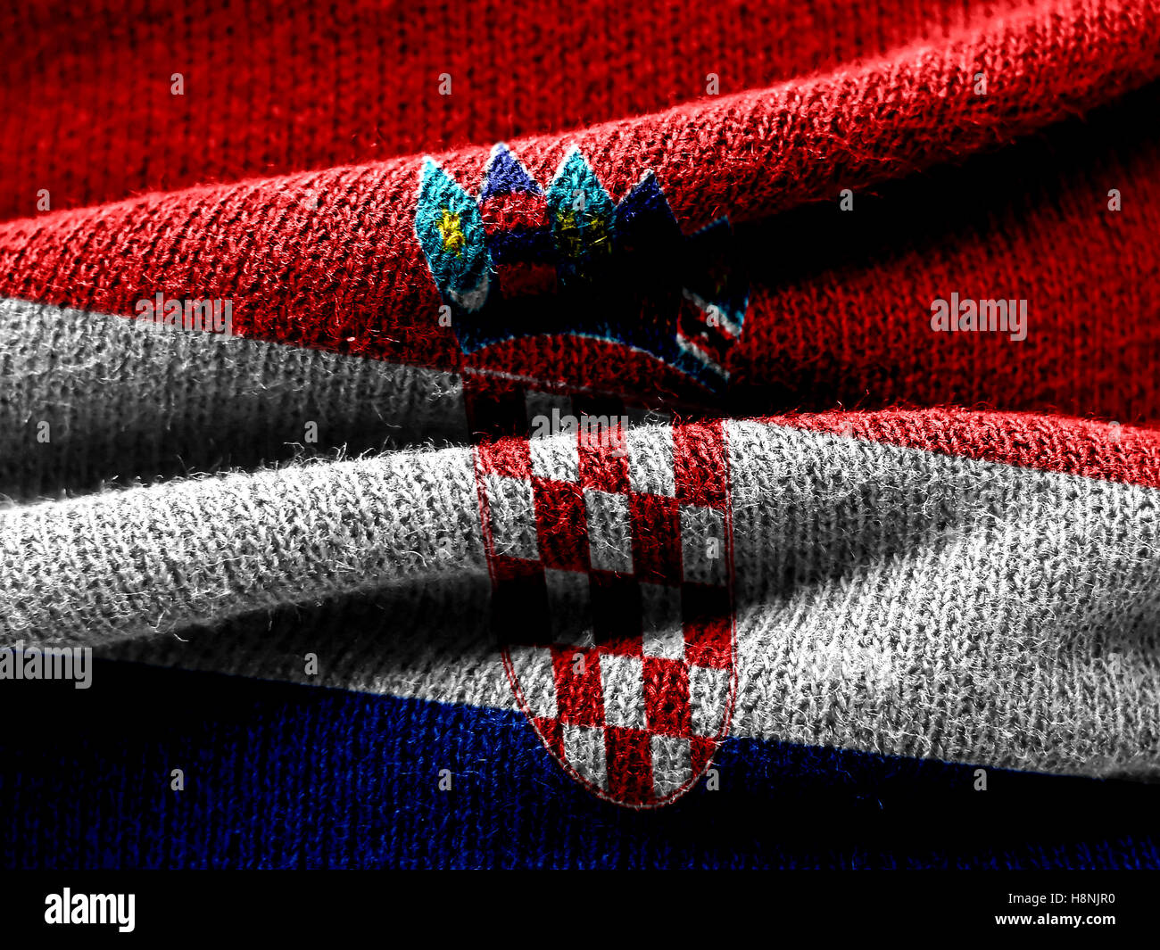 Bandiera della Croazia sui prodotti tessili Foto Stock