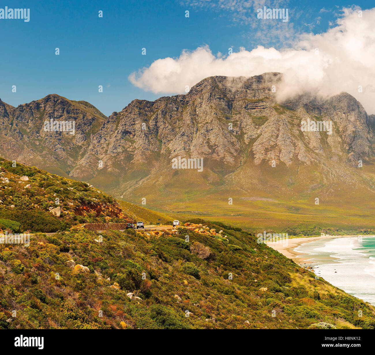 Victoria Road Unità turistica nella tabella di montagna del Parco Nazionale, Sud Africa Foto Stock