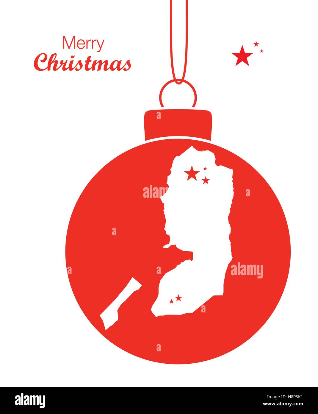 Buon Natale illustrazione con tema mappa della Palestina Illustrazione Vettoriale