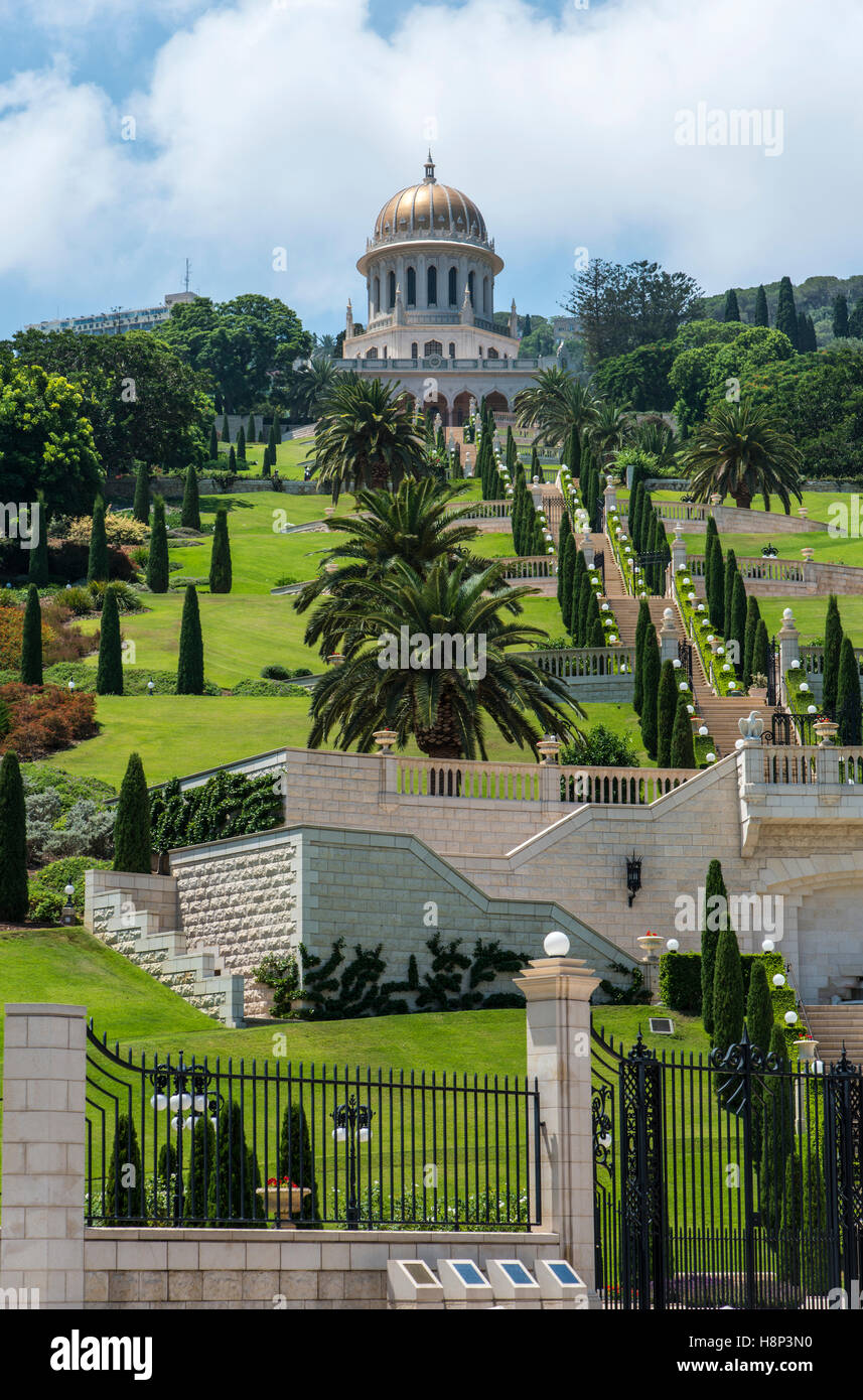I giardini Bahai di Haifa, Israele Foto Stock