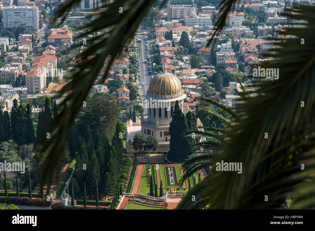 I giardini Bahai di Haifa, Israele Foto Stock