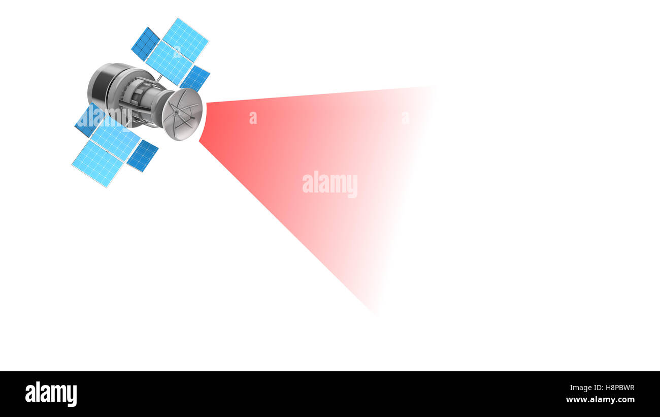 3d illustrazione del satellite su sfondo bianco Foto Stock
