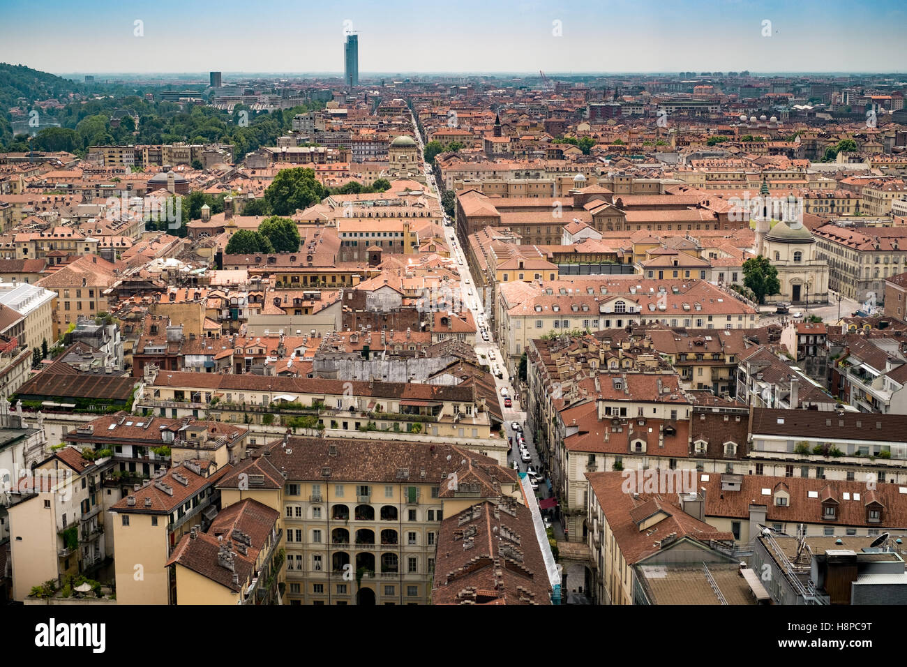 Vista di Torino preso dalla cima della Mole Antonelliana. Piemonte Italia Foto Stock