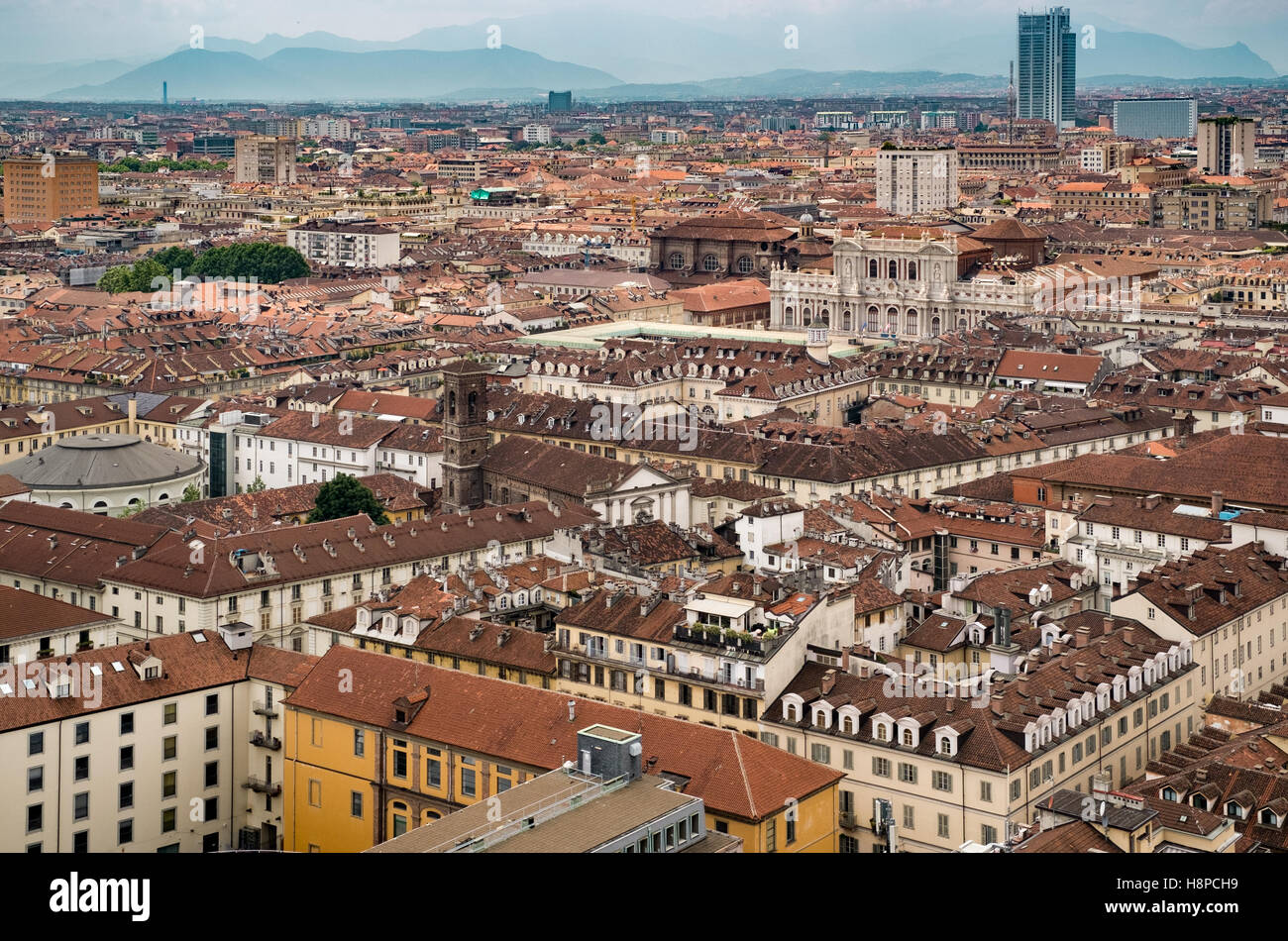 Vista di Torino preso dalla cima della Mole Antonelliana. Piemonte Italia Foto Stock