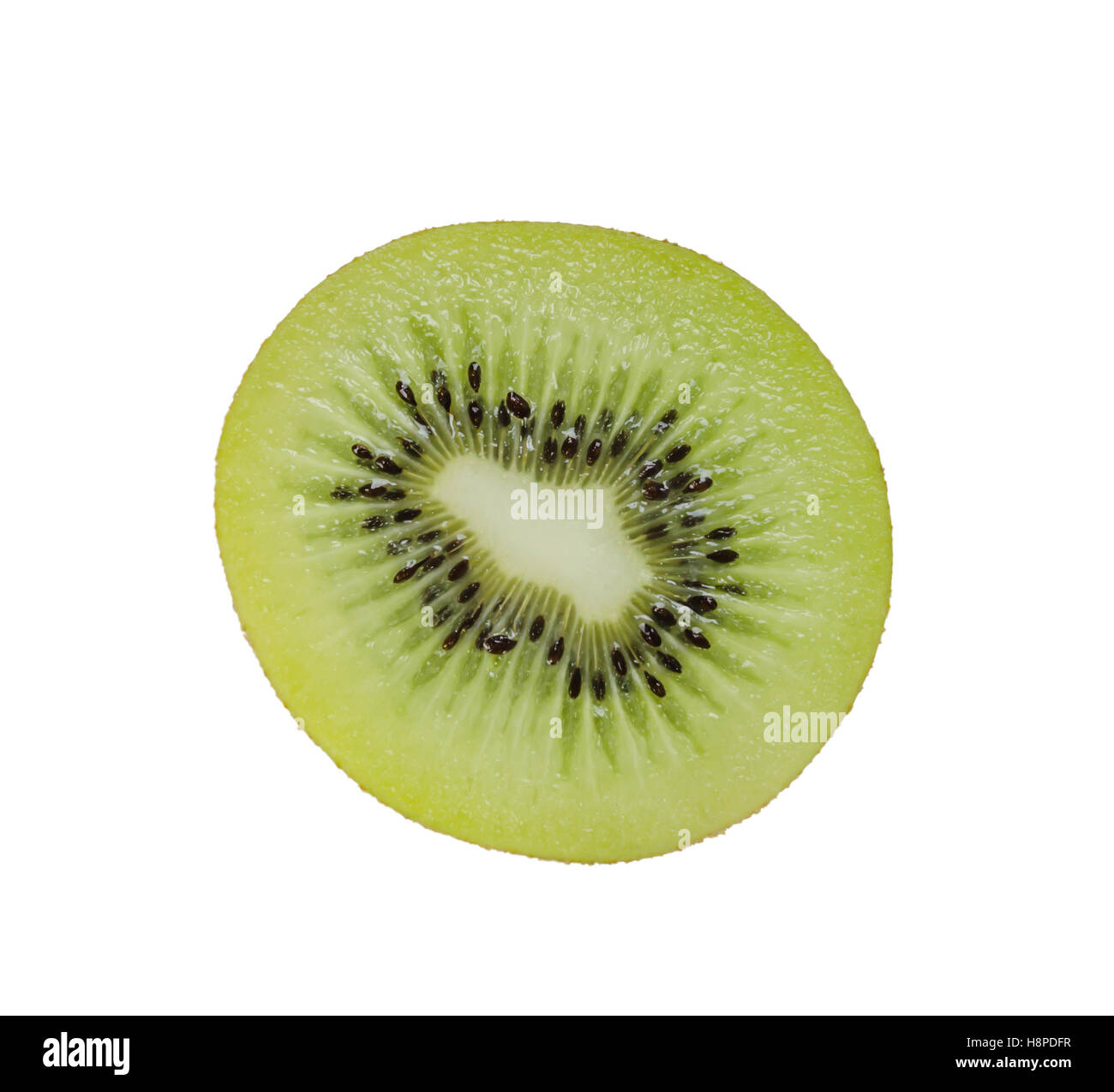 Sezione trasversale di ripe kiwi isolati su sfondo bianco Foto Stock