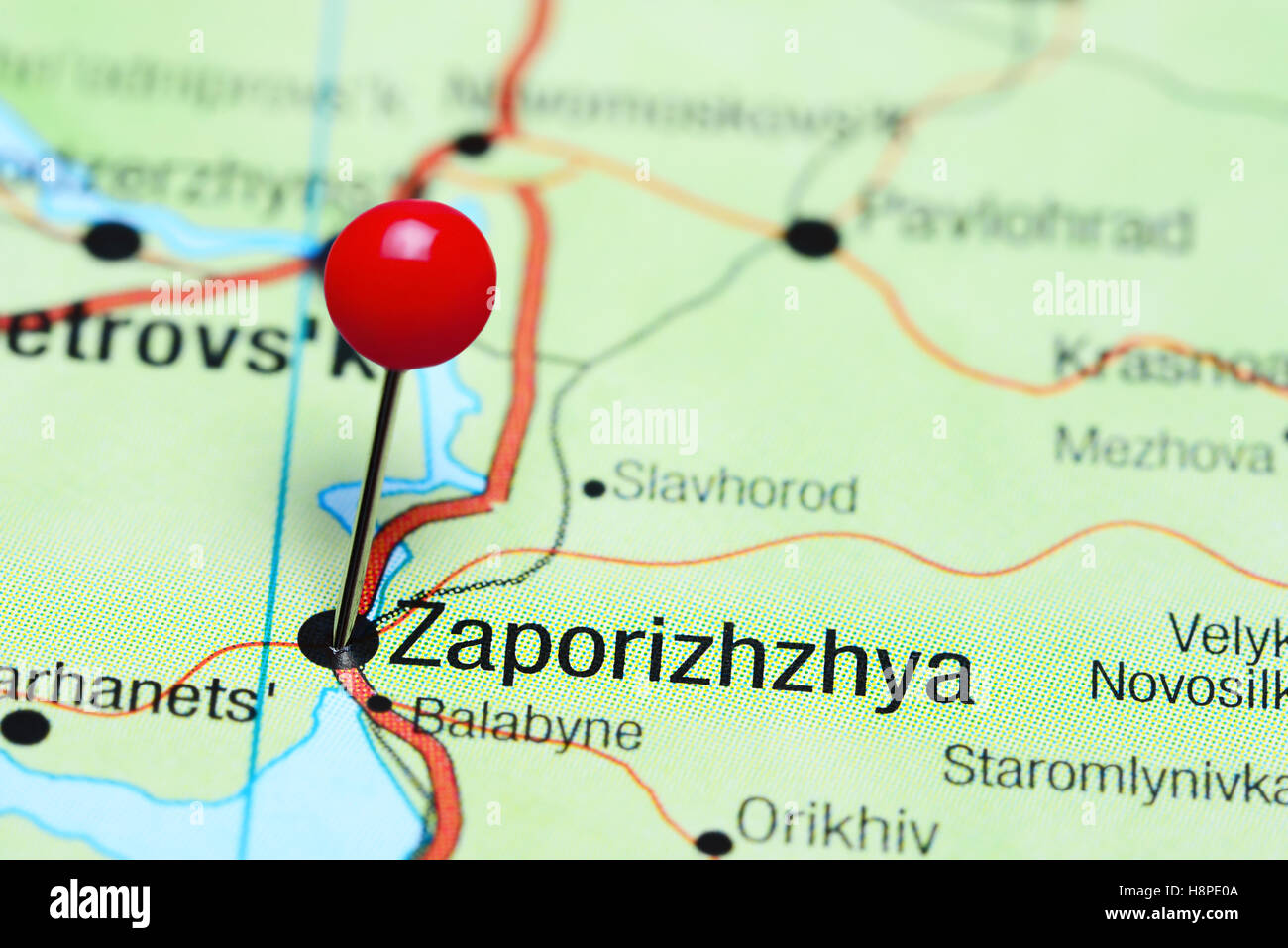 Zaporizhzhya imperniata su una mappa dell'Ucraina Foto Stock