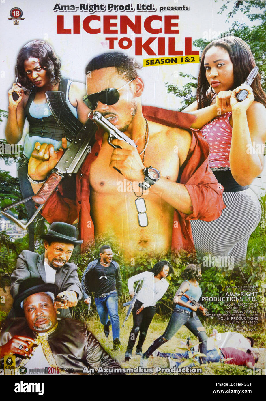 Nollywood nigeriana di pellicola o film poster per uno spoof nello stile di James Bond film 'Licenza di uccidere' Foto Stock