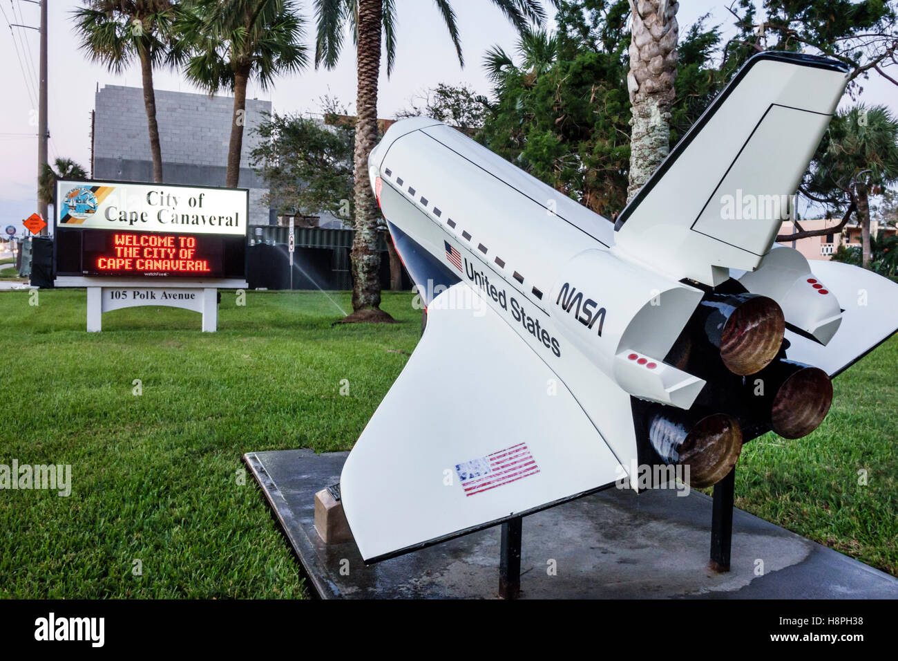 Florida Cape Canaveral, navetta spaziale, replica, modello, municipio, FL161025113 Foto Stock