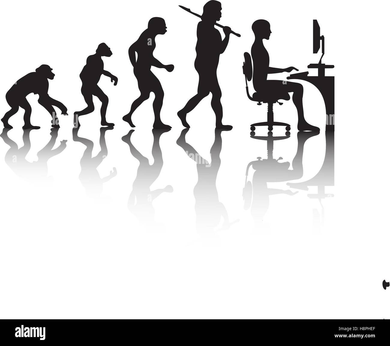 L'evoluzione, silhouette di persone. Darwin teoria s. Illustrazione Vettoriale Illustrazione Vettoriale