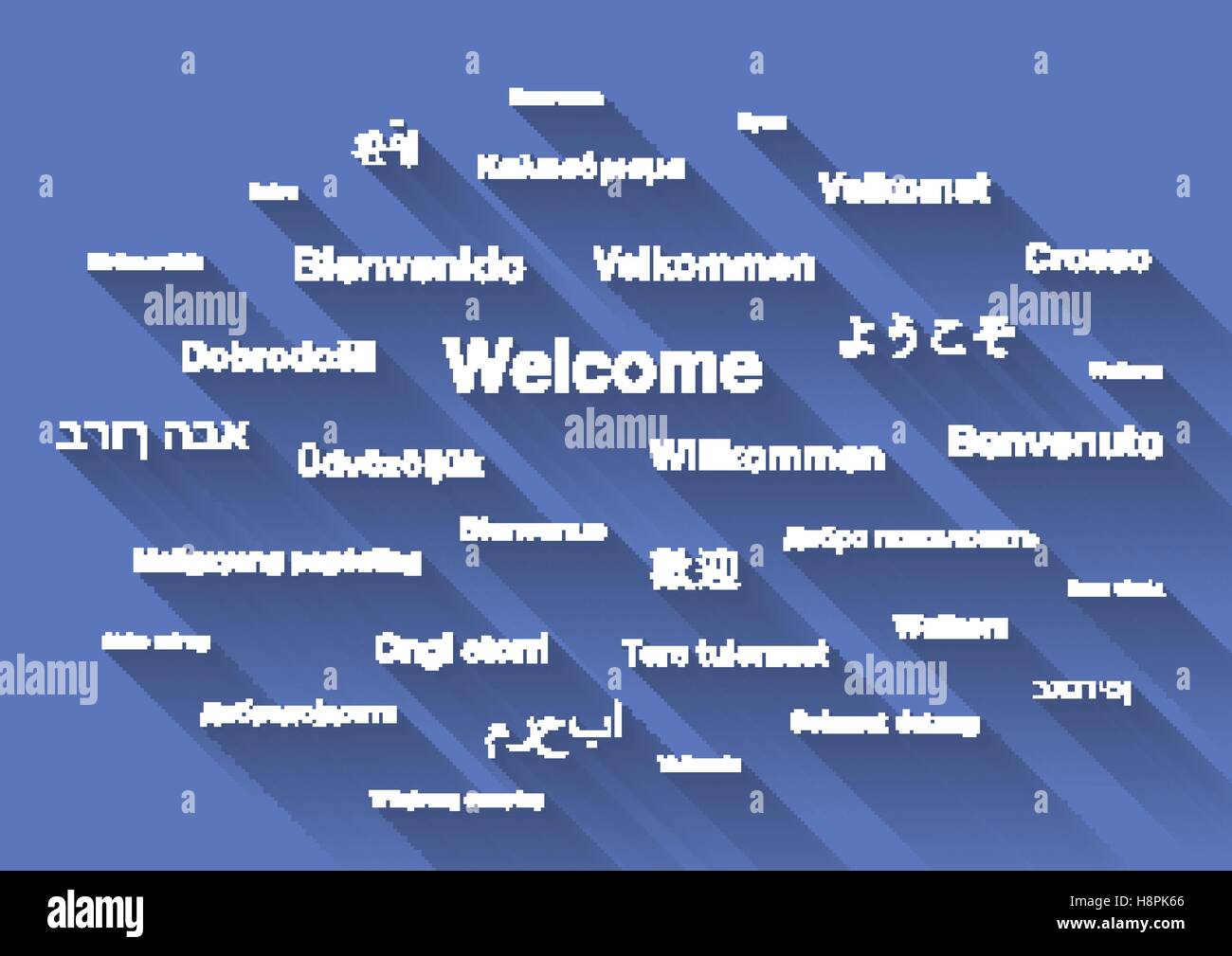 Bianco Frase Di Benvenuto In Diverse Lingue Del Mondo Con Lunga Ombra 