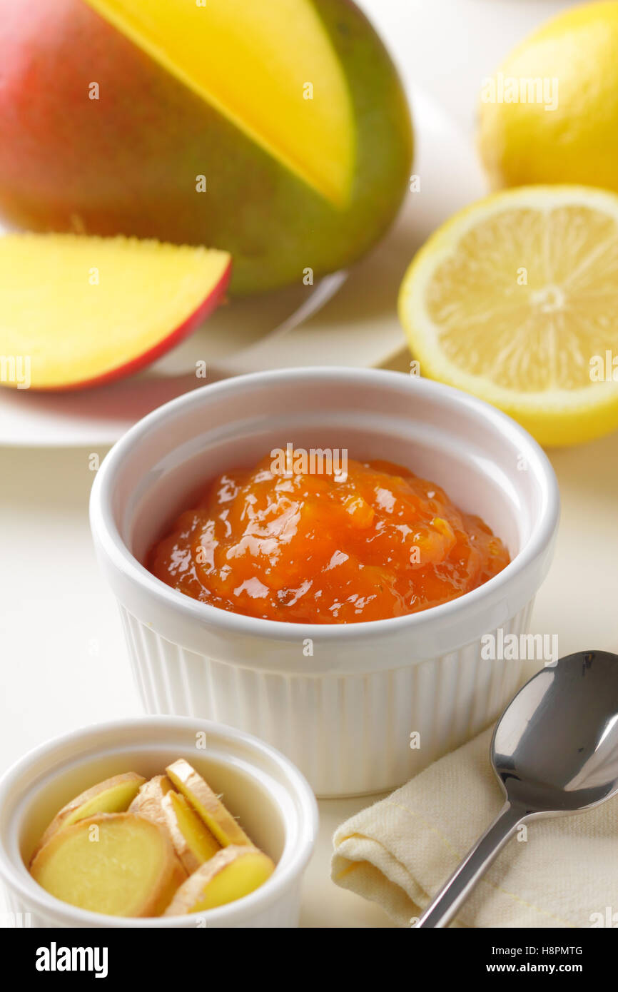 In casa mango gourmet jam con limone e zenzero Foto Stock