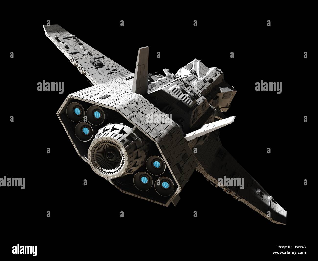 Fantascienza astronave interplanetaria - Posteriore angolo di visualizzazione Foto Stock