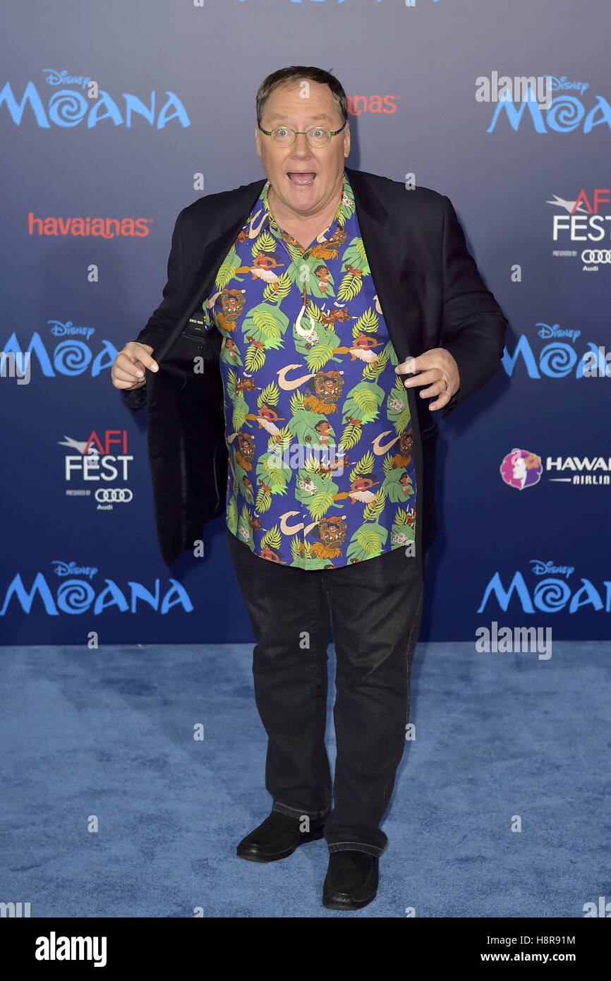 Hollywood, California. Xiv Nov, 2016. John Lasseter assiste la premiere del Disney's 'Moana' durante l'AFI FEST 2016 presentato da Audi al El Capitan theater il 14 novembre 2016 in Hollywood, la California. | Verwendung weltweit © dpa/Alamy Live News Foto Stock