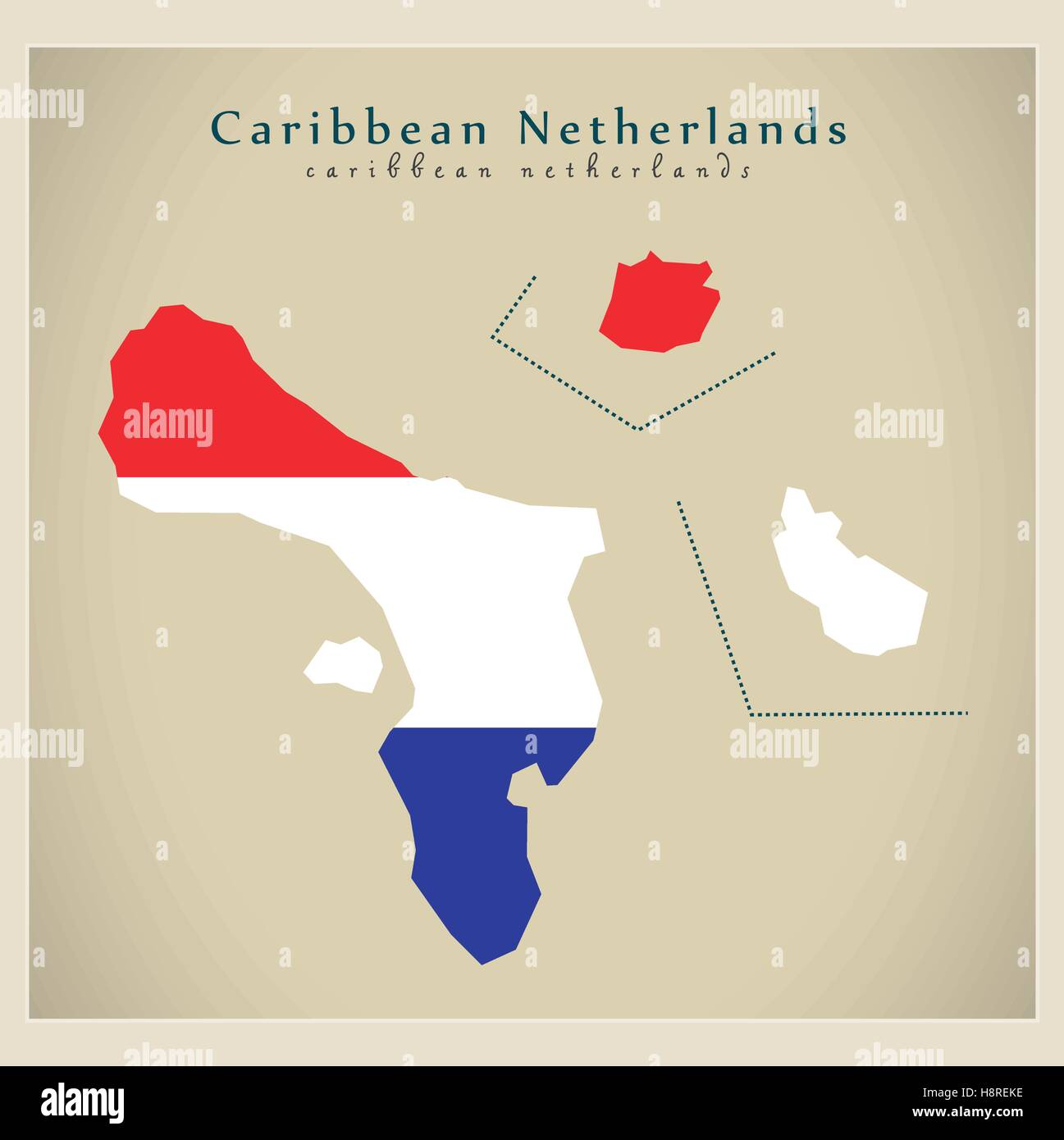 Mappa moderno - Caraibi Paesi Bassi Illustrazione Vettoriale